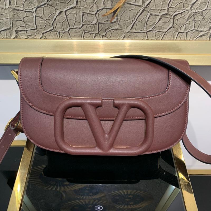 Valentino Shoulder Tote Bags VA1011 plain leather buckle coffee